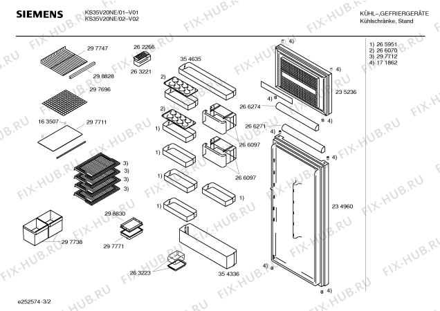 Взрыв-схема холодильника Siemens KS35V20NE - Схема узла 02