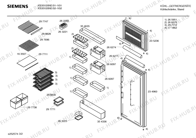 Схема №1 KS35V20NE с изображением Штифт для холодильника Siemens 00163507