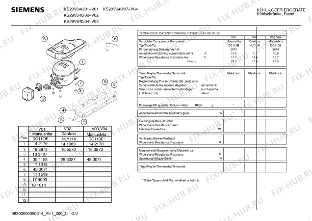 Взрыв-схема холодильника Siemens KS29V640 - Схема узла 03