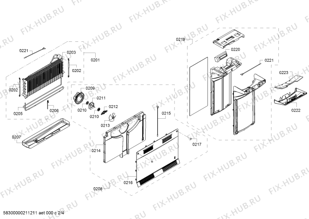 Взрыв-схема холодильника Bosch KDN65VI2E8 - Схема узла 02
