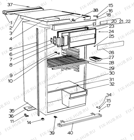 Взрыв-схема холодильника Unknown RW623 - Схема узла C10 Cabinet/Interior