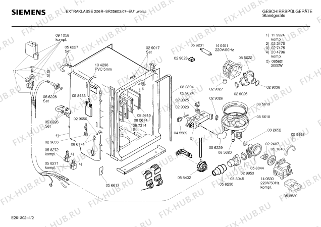 Взрыв-схема посудомоечной машины Siemens SR25603 - Схема узла 02