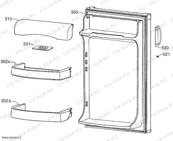 Взрыв-схема холодильника Rosenlew RJVL1651 - Схема узла Door 003