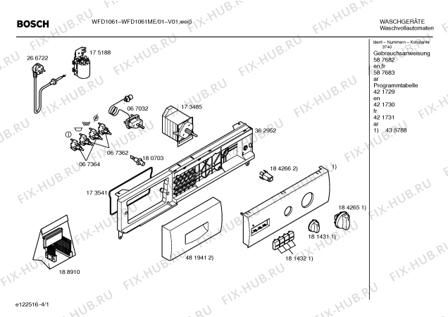 Схема №1 WFD1061ME BOSCH WFD 1061 с изображением Таблица программ для стиральной машины Bosch 00421729