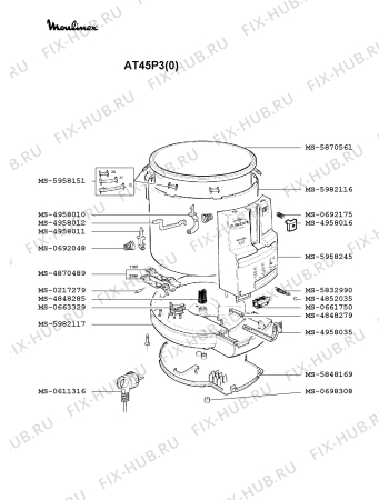 Взрыв-схема тостера (фритюрницы) Moulinex AT45P3(0) - Схема узла 3P002102.7P2