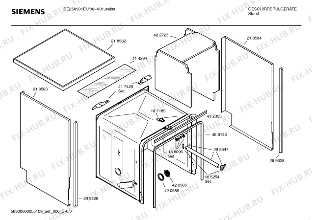 Взрыв-схема посудомоечной машины Siemens SE25A931EU - Схема узла 03