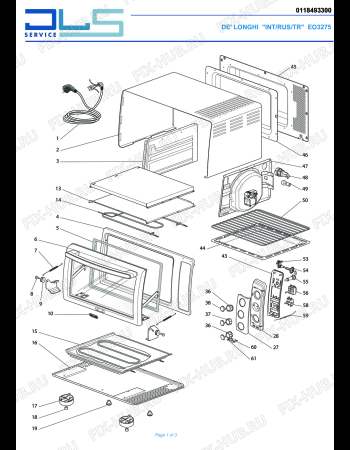 Схема №1 EO3275 с изображением Вноска для плиты (духовки) DELONGHI 5911810561