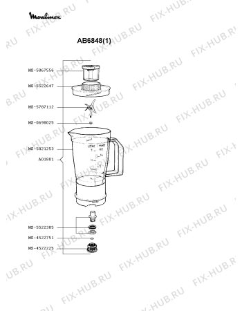 Взрыв-схема кухонного комбайна Moulinex AB6848(1) - Схема узла XP000456.9P2