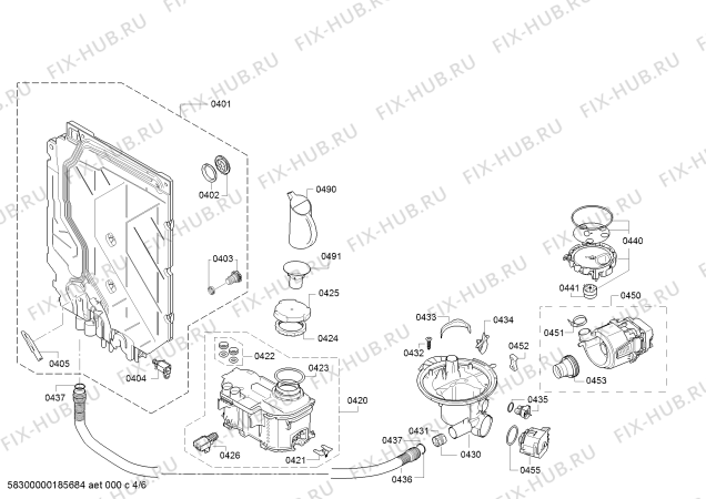 Взрыв-схема посудомоечной машины Siemens SN46L582EU - Схема узла 04