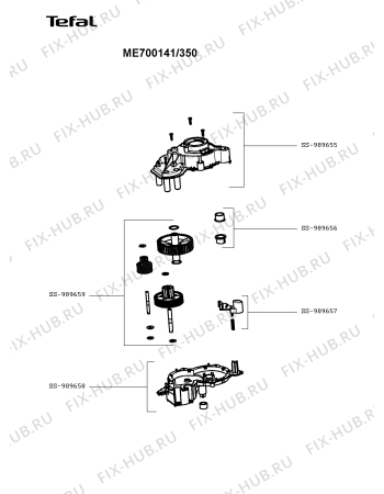 Взрыв-схема мясорубки Tefal ME700141/350 - Схема узла TP002652.5P2