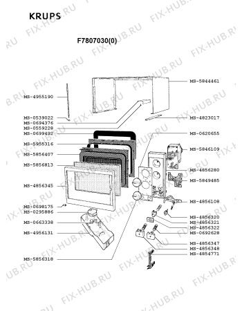 Взрыв-схема микроволновой печи Krups F7807030(0) - Схема узла 4P002354.8P2