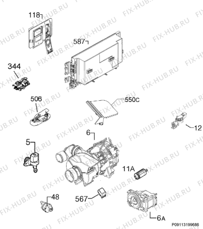 Взрыв-схема посудомоечной машины Electrolux EI24CD35RS4A - Схема узла Electrical equipment 268