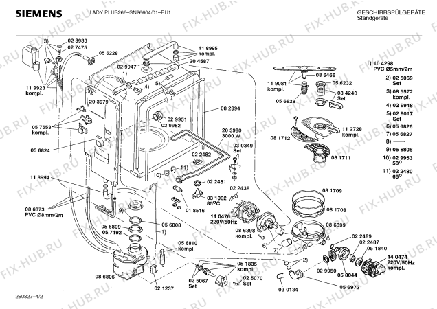 Взрыв-схема посудомоечной машины Siemens SN26604 - Схема узла 02