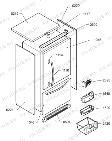 Взрыв-схема холодильника Kitchen Aid KRBC - 9010  I - Схема узла