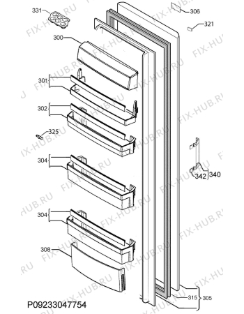 Взрыв-схема холодильника Aeg RKS640BCDX - Схема узла Door