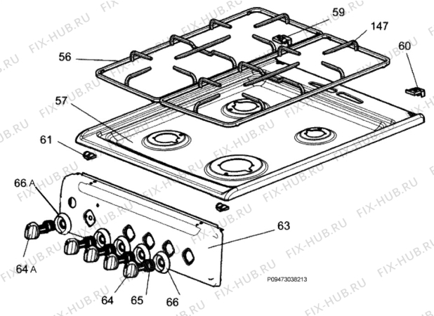 Взрыв-схема плиты (духовки) Electrolux EKK500101W - Схема узла Section 4