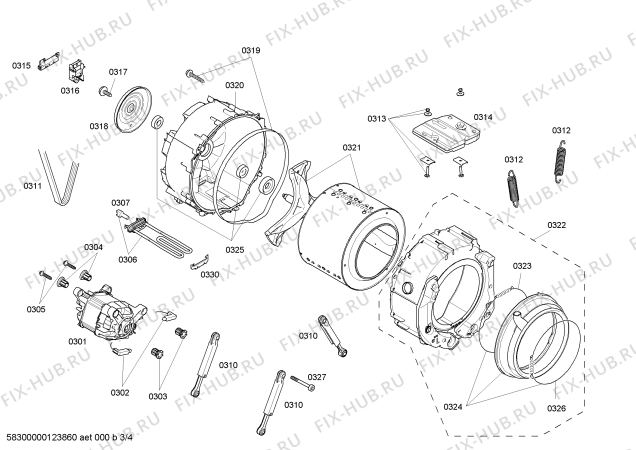 Взрыв-схема стиральной машины Bosch WAS28360FG Logixx 8 Sensitive - Схема узла 03