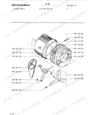 Взрыв-схема стиральной машины Aeg LAV9028 W - Схема узла Tub