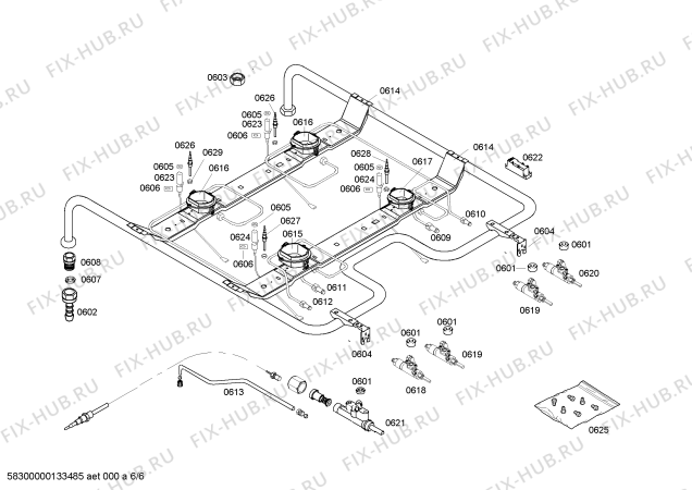 Взрыв-схема плиты (духовки) Bosch HSG313120F - Схема узла 06