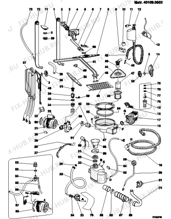 Взрыв-схема посудомоечной машины Indesit DG6200WI (F016907) - Схема узла