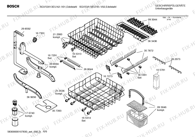 Схема №1 SGV53A13EU с изображением Краткая инструкция для посудомоечной машины Bosch 00584262