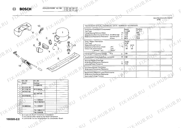Взрыв-схема холодильника Bosch 0702164740 KUE160 - Схема узла 02