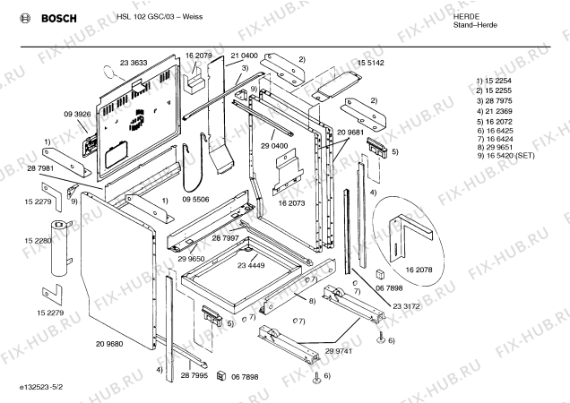 Схема №2 HSL102GSC с изображением Инструкция по эксплуатации для плиты (духовки) Bosch 00519700