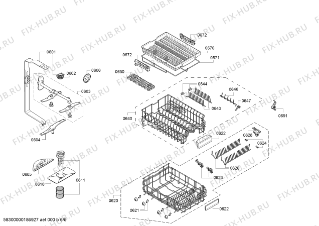 Взрыв-схема посудомоечной машины Bosch SPV68M10EU, SilencePlus - Схема узла 06