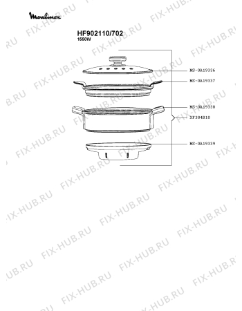 Взрыв-схема кухонного комбайна Moulinex HF902110/702 - Схема узла XP005763.3P6