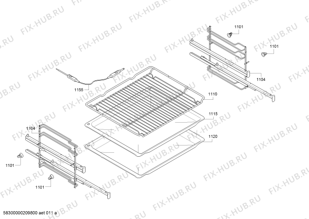 Взрыв-схема плиты (духовки) Bosch HBG557SW0R - Схема узла 06