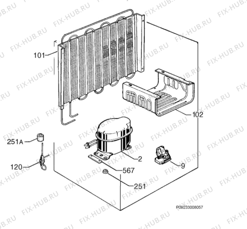 Взрыв-схема холодильника Zanussi ZI1612 - Схема узла Cooling system 017