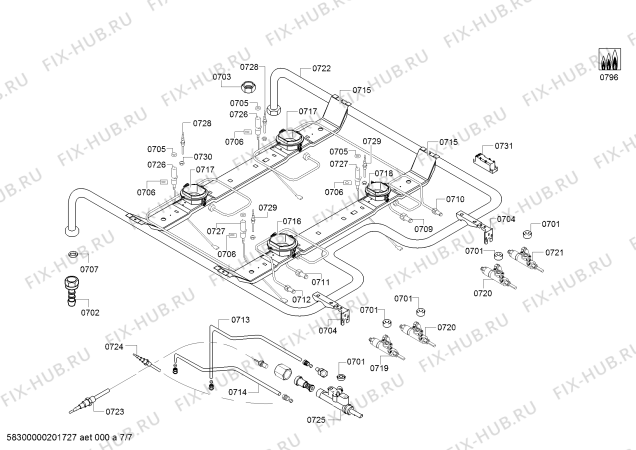 Взрыв-схема плиты (духовки) Bosch HGA223151Q - Схема узла 07