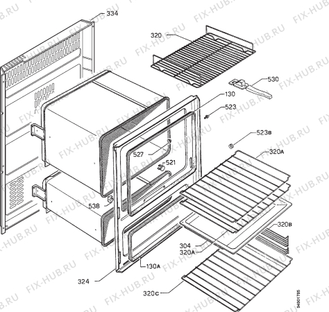 Взрыв-схема плиты (духовки) Zanussi ZBD902W - Схема узла Housing 001