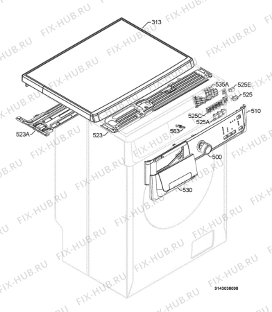 Взрыв-схема стиральной машины Rex Electrolux RWS6010W - Схема узла Command panel 037