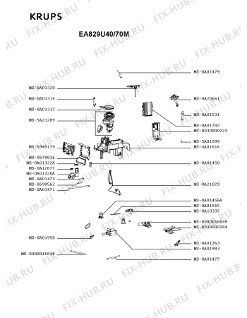 Взрыв-схема кофеварки (кофемашины) Krups EA829U40/70M - Схема узла AP005750.2P2