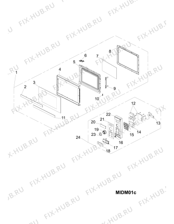 Схема №1 MWH2021BUK (F086166) с изображением Дверца для микроволновки Indesit C00381219