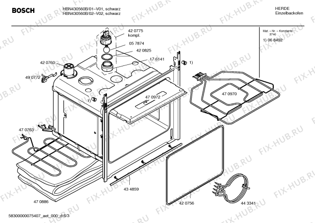 Схема №3 HBN430560B с изображением Панель управления для плиты (духовки) Bosch 00435844