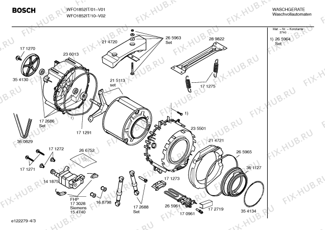 Взрыв-схема стиральной машины Bosch WFO1852IT Maxx Selecta WFO 1852 - Схема узла 03