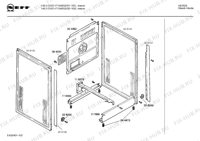 Схема №2 F1540G2 140.5 DUO с изображением Панель для плиты (духовки) Bosch 00285956
