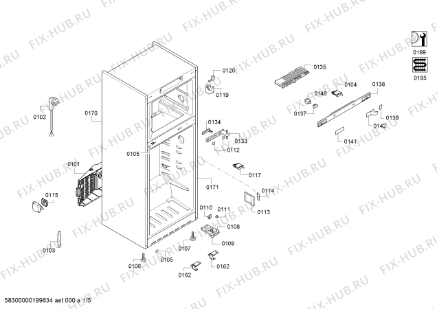 Схема №2 KDN56VI35N, A++ с изображением Силовой модуль для холодильника Bosch 12025727