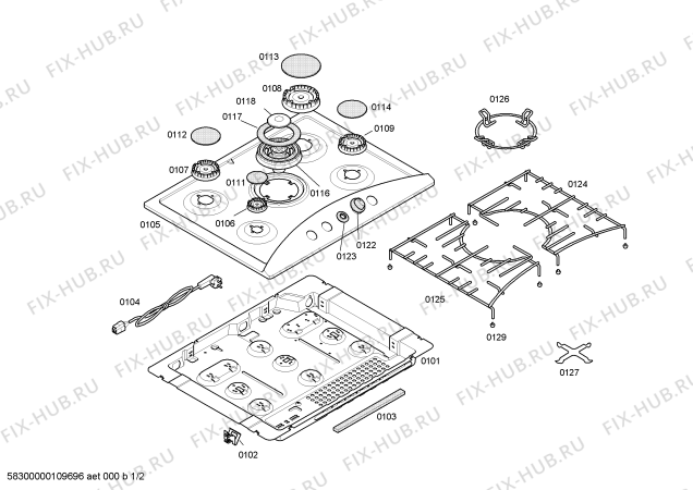 Схема №2 T2754N0NL Neff с изображением Варочная панель для плиты (духовки) Bosch 00476592