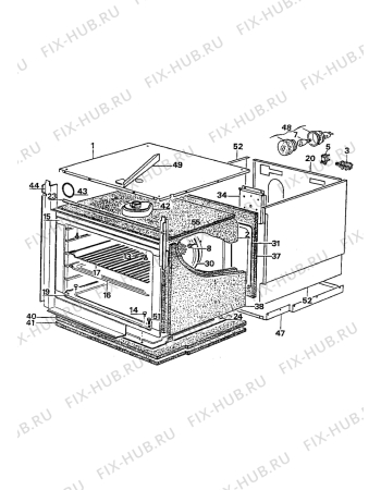 Взрыв-схема плиты (духовки) Electrolux CO1080B1 - Схема узла Oven equipment