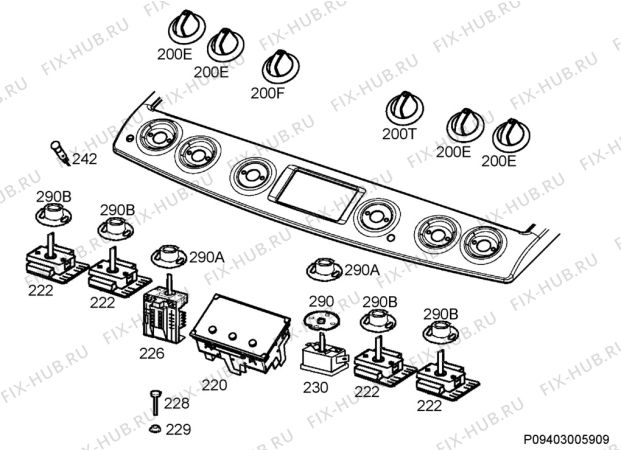 Взрыв-схема плиты (духовки) Husqvarna Electrolux QSI6148W - Схема узла Command panel 037