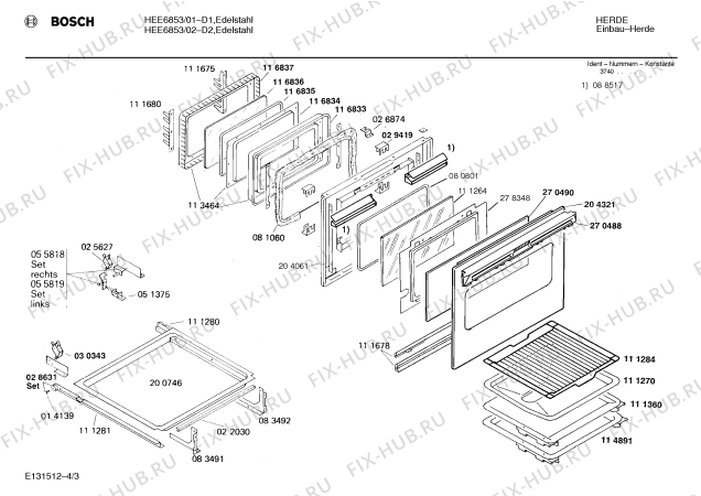 Схема №2 HEE6852 с изображением Решетка для плиты (духовки) Bosch 00088517