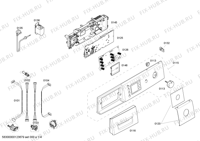 Схема №1 WAE24481SN Bosch Maxx 7 с изображением Панель управления для стиралки Bosch 00665285