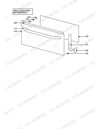 Взрыв-схема плиты (духовки) Aeg D8800-4-M - Схема узла H10 Grill door assy