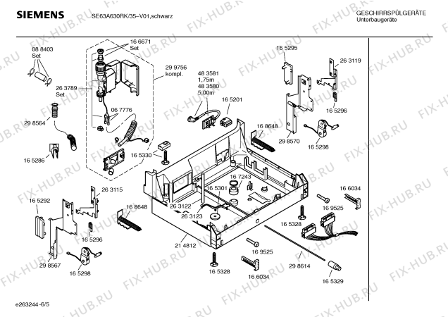 Взрыв-схема посудомоечной машины Siemens SE63A630RK - Схема узла 05