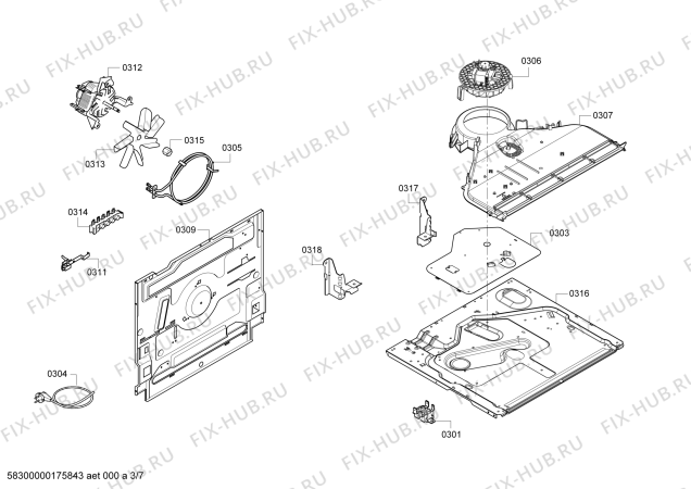 Взрыв-схема плиты (духовки) Siemens HR593214T Siemens - Схема узла 03