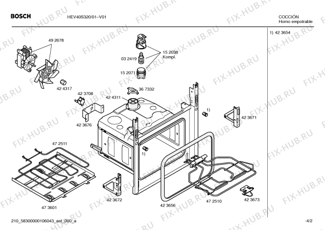 Взрыв-схема плиты (духовки) Bosch HEV40S320 - Схема узла 02