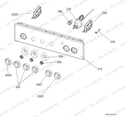 Взрыв-схема плиты (духовки) Zanussi ZCM551NWB - Схема узла Command panel 037